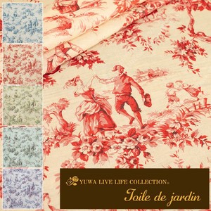 有輪商店 YUWA 80ボイル 擬麻加工 "Toile de Jardin" [B:Red×Cream] / 生地 布 / 394009