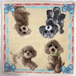 日本製シェニール織り タオルハンカチ ハンドタオル  トイプードル ペット愛犬アニマル