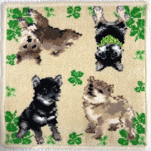 日本製シェニール織り タオルハンカチ ハンドタオル 柴犬 ペット愛犬アニマル　母の日