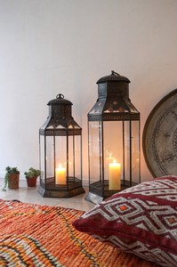 アラブ風ガラスランタン/ブラスランプ　銅製品