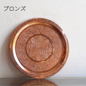 銅製 カフェトレー 丸盆 29cm ブロンズ 銅製品　お盆