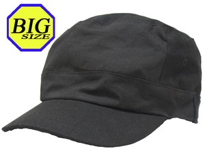 【大きいサイズ帽子 最大約65cm 調節可能】ワークキャップ 無地 コットンツイルリブ ブラック