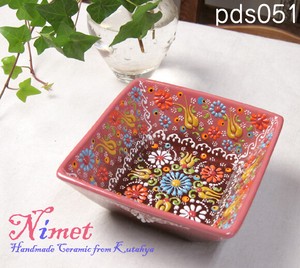 Nimet Design　トルコ陶器Design トルコ陶器スクエア角鉢