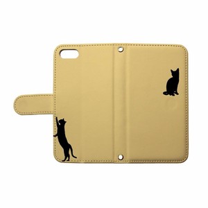 [OKADI]猫 シルエット のび 手帳型 スマホケース 全機種対応 ねこ ネコ