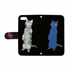 [TETSUJI SHIRAKAWA]cat-blue スマホケース 全機種対応 手帳型 ねこ ネコ 猫