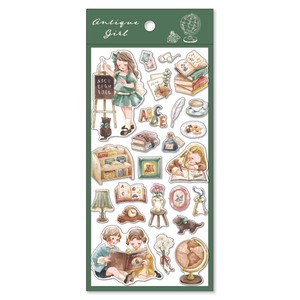 Stickers Antique Girl Sticker Study Time