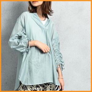Button Shirt/Blouse Tunic Gathered Sleeves