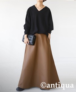 Antiqua Skirt Leather Flare Skirt Ladies' Autumn/Winter