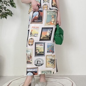 Skirt Slit Printed Tight Skirt