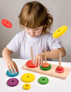 Educational Toy Wooden Colorful Rainbow Kids