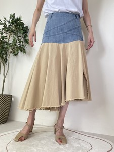 Skirt Design Bird Denim Flare Skirt