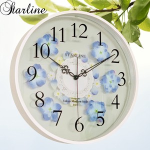 Wall Clock Flower Wooden White Made in Japan