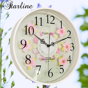 Wall Clock Pink Wooden White Made in Japan