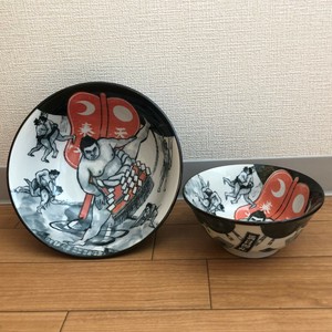 Mino ware Donburi Bowl Sumo Wrestling Pottery Ramen Bowl Made in Japan