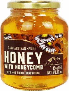 シェフズチョイス 非加熱 はちみつ ピュア ローハニー 454g Raw Honey with HONEY COMB Kosher認証