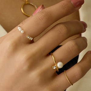 Gold-Based Ring Pearl Rings Ladies Made in Japan