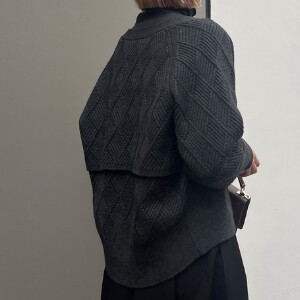 Sweater/Knitwear V-Neck Basket Knit Cardigan