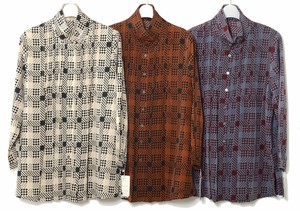 Button Shirt/Blouse Geometric Pattern Pintuck Shirt