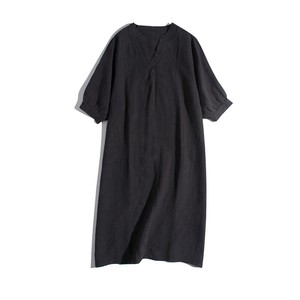 Casual Dress Plain Color V-Neck One-piece Dress Ladies' Short-Sleeve