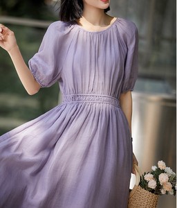 Casual Dress Plain Color One-piece Dress Ladies' Short-Sleeve