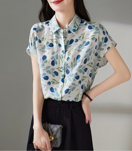 Button Shirt/Blouse Floral Pattern Ladies' Short-Sleeve