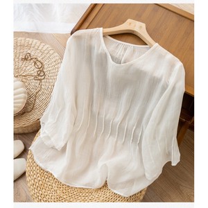 Button Shirt/Blouse Plain Color 3/4 Length Sleeve Ladies'