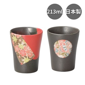 フリーカップ(京桜赤流し・京友禅丸紋) 213ml 日本製 陶器