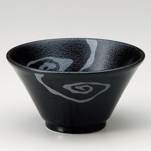 黒耀雲竜深口切立6.3丼　　【日本製　磁器】