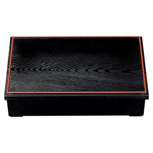 ［A］ニュー尺3寸深型長手木目松花堂 黒天朱(仕切無) 　　【日本製　ABS樹脂】