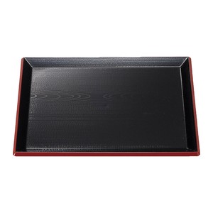 ［A］富士長手木目盆 黒渕朱 　　【日本製　ABS樹脂】