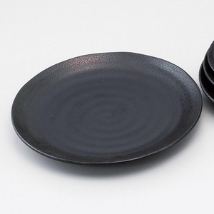 ［M］メラミンいぶし釉25cm丸皿 黒［洗］　　【日本製　メラミン樹脂】