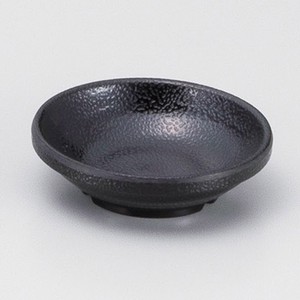 ［M］メラミンいぶし釉小皿 黒［洗］　　【日本製　メラミン樹脂】