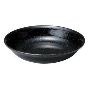 ニューチャイナ（黒・赤）黒14cm深皿　　【日本製　磁器】
