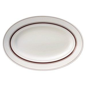 Main Plate Brown Porcelain 32.5cm Made in Japan