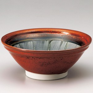 赤釉7.0スリ鉢丼　　【日本製　陶器】