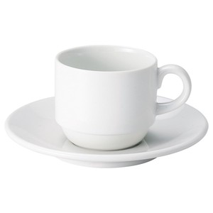 アイリス（ホワイト）スタックコーヒー碗・受皿　　【日本製　磁器】