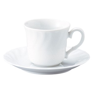 K/W ホワイトコーヒー碗・受皿　　【日本製　磁器】
