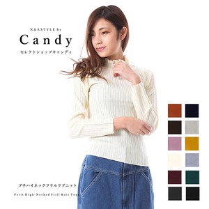 Sweater/Knitwear Pullover Ruffle Knitted High-Neck Tops Rib Ladies' Thin Autumn/Winter