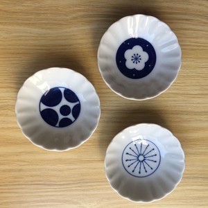 【紋様】ボールSS(菊型30浅鉢)（美濃焼・日本製・陶器）梅桜　水玉ハチ巻　クシメライン