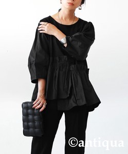 Antiqua Button Shirt/Blouse 3/4 Length Sleeve Mixing Texture Tops Ladies'