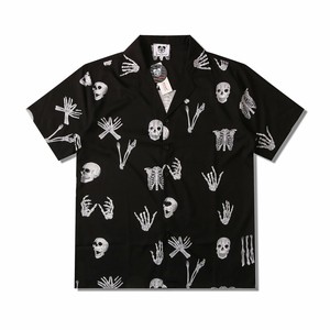 Button Shirt Patterned All Over Skull