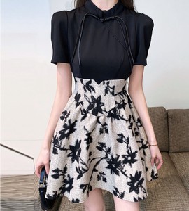 Casual Dress Floral Pattern One-piece Dress Ladies' Short-Sleeve NEW