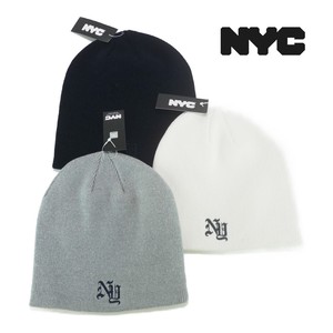 【年間品】NYCライセンスNY刺繍ストリートシングルニットワッチ　ヤング帽子