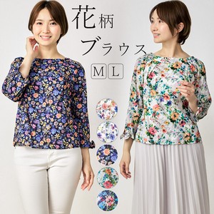 Button Shirt/Blouse Pudding Floral Pattern Tops Ladies'