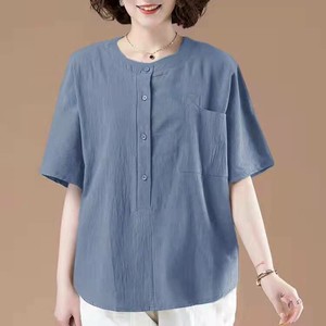 Button Shirt/Blouse Plain Color Ladies