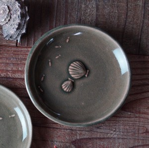 【益子焼】海の小皿 / 貝殻（グレー）