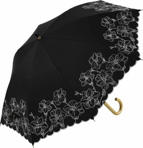 晴雨兼用傘　50cm　フラワー　花柄　刺繍　さくら骨　ブラックコーティング　一級遮光　UV対策　熱中症予防