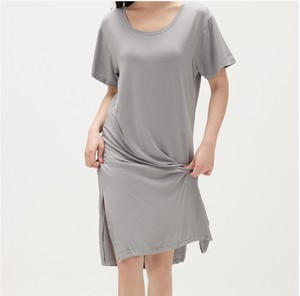 Pajama Set Plain Color One-piece Dress Ladies' Short-Sleeve
