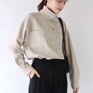 Button Shirt/Blouse Design Plain Color High-Neck Tops