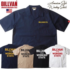 BILLVAN 高密度ツイル バックプリント ワークシャツ